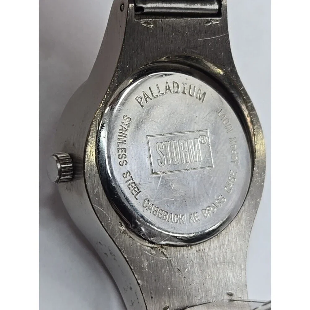 Vintage STORM Palladium Bubble Watch Silver Tone 90s Womens New Battery